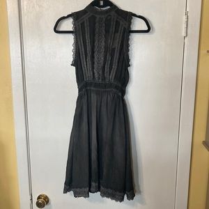 Altar’d State Dust Grey Sleeveless Dress with Lace Detail